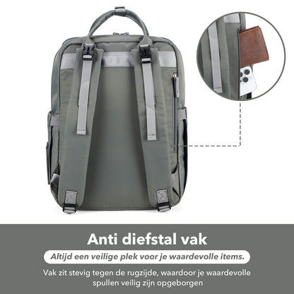 Brisby slijtvaste Luiertas – verzorgingstas – met buggymontage - Mist Green