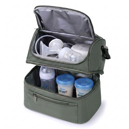 Brisby Kolftas 11 Liter – Koeltas voor Moedermelk & Borstkolf – 2 Geïsoleerde Vakken – Inclusief 2 Koelelementen – Tot 10 Uur Koel - Misty Green