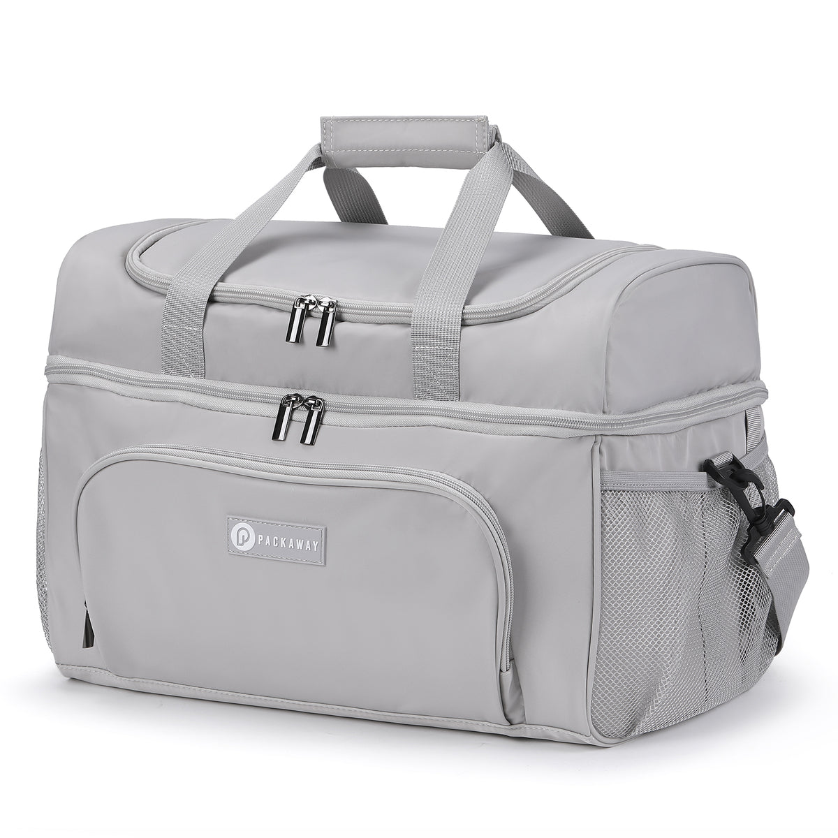 Packaway Koeltas 30L - Lunchtas - Inclusief 4 Koelelementen - Dubbel Compartiment - 4-Laags Geïsoleerd - Waterafstotend - Modern Grey