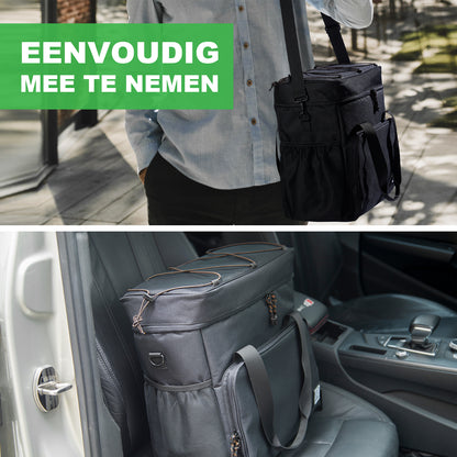 Koeltas 30L zwart-oranje - Lunchtas - 4 laags geïsoleerd - incl. 4 koelelementen