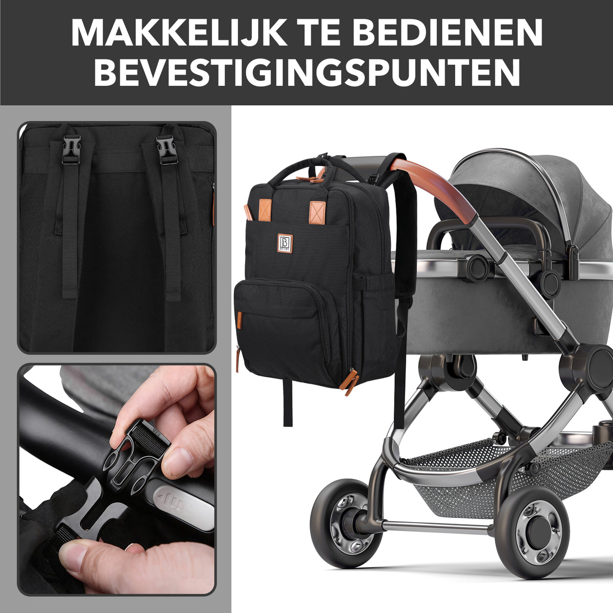 Brisby Luiertas Original - Zwart - Kinderrugzak - 1.5L kinderlunchtas Leeuw