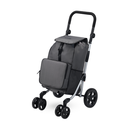 Boodschappentrolley deluxe 60L grijs - koelvak - boodschappenwagen - steekwagenfunctie - verstelbaar handvat