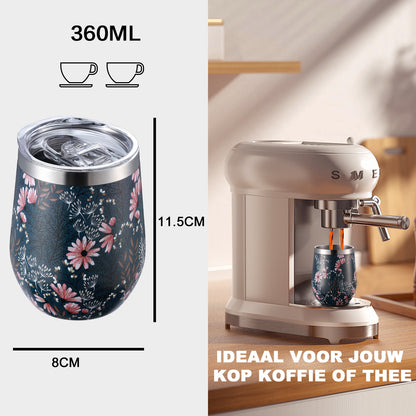 Bardi Thermosbekers 0,3L RVS japanese flower set -  incl. deksels - dubbelwandig