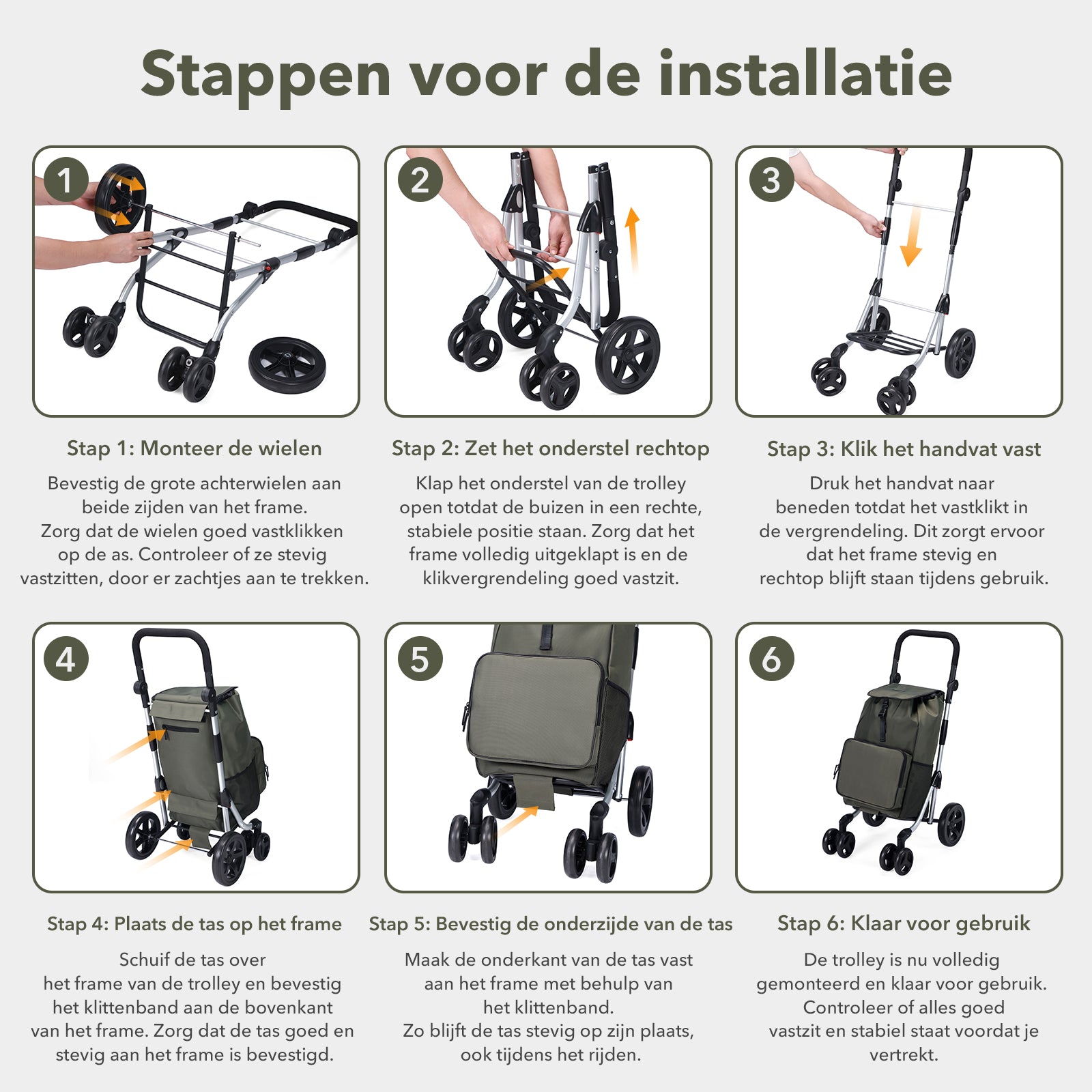 Boodschappentrolley deluxe 60L groen - koelvak - boodschappenwagen - steekwagenfunctie - verstelbaar handvat