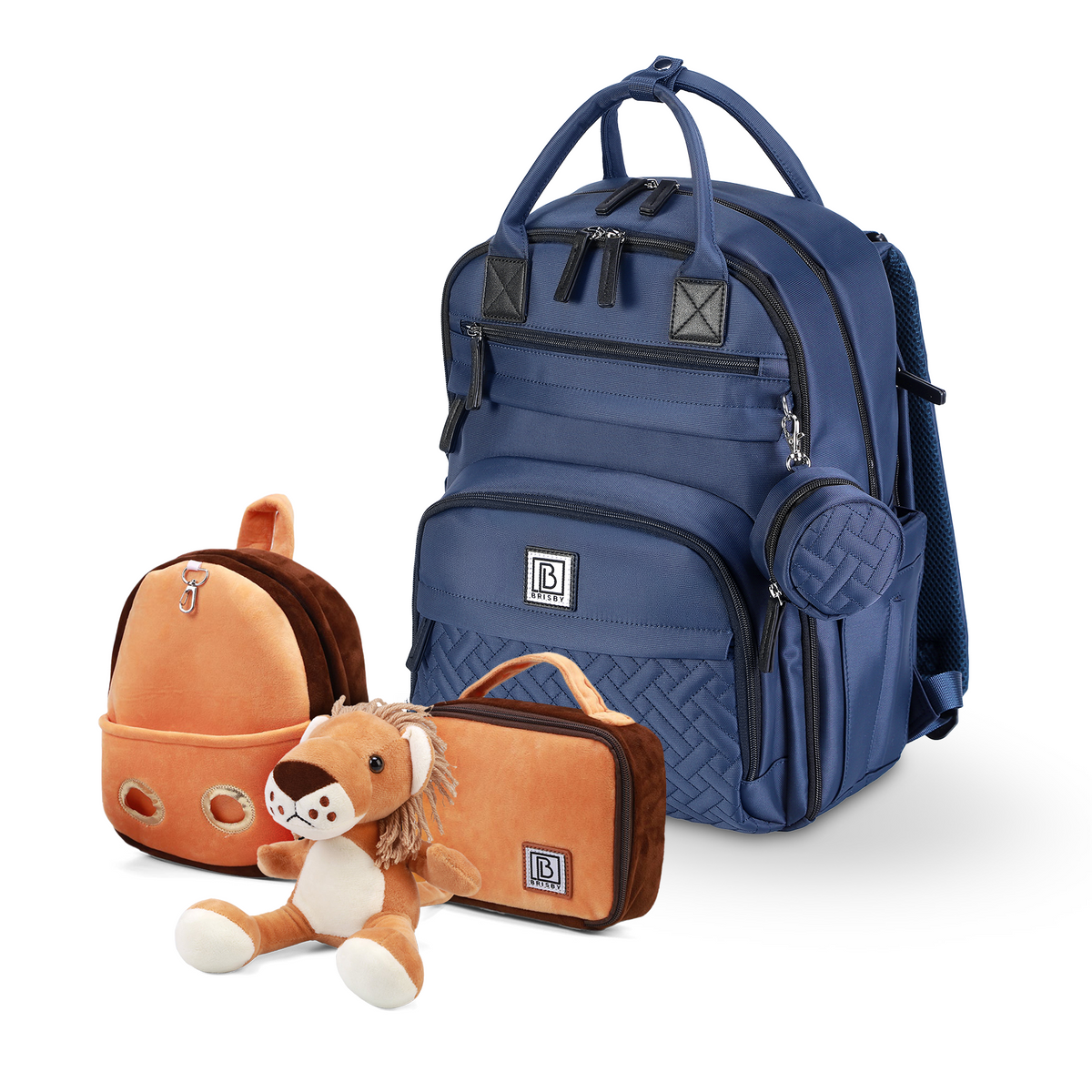 Brisby Premium Luiertas - Blauw - Kinderrugzak - 1.5L kinderlunchtas Leeuw