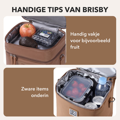 Brisby Kolftas 12 Liter – Koeltas voor Moedermelk & Borstkolf – Kinderwagen Bevestiging – 2 Geïsoleerde Vakken – Inclusief 2 Koelelementen - True Terracotta