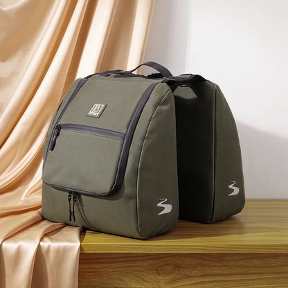 Brisby Dubbele Fietstas 34 Liter – Voor Gewone en Elektrische Fiets – Waterafstotend Polyester – Met Trekkoord, Gespsluiting en Reflectie – Groen
