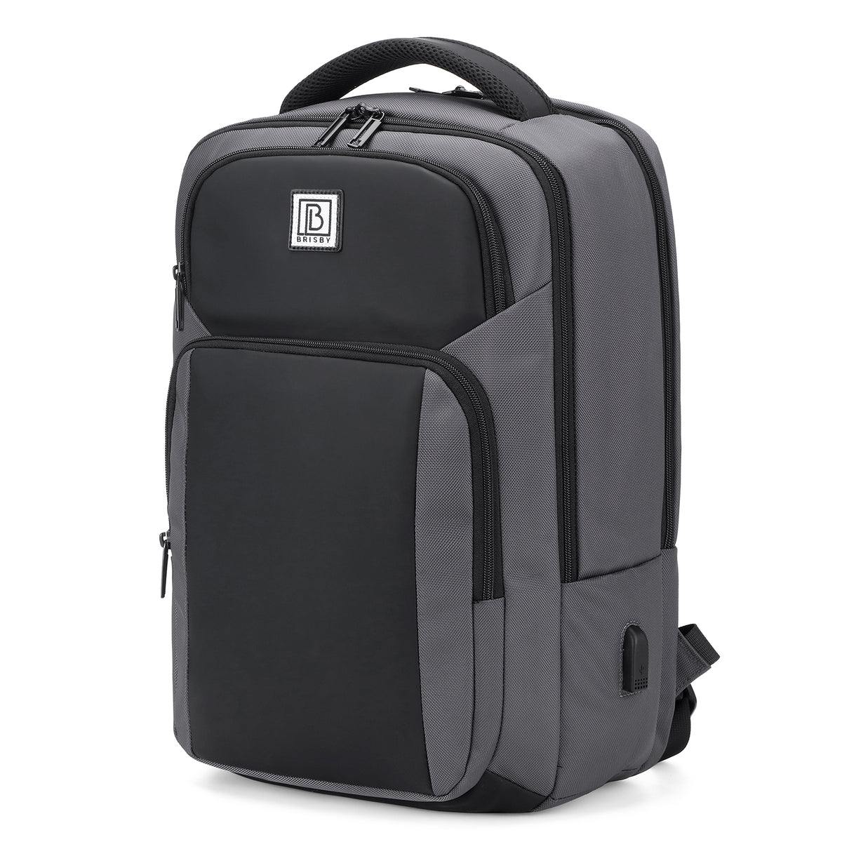 Brisby Rugzak Pro 1 – Laptoprugzak tot 15,7 inch voor Werk, School en Reizen – Waterafstotend – Met Tabletvak, Antidiefstalvak en Trolleysleeve - Grijs