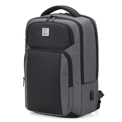 Brisby Rugzak Pro 1 – Laptoprugzak tot 15,7 inch voor Werk, School en Reizen – Waterafstotend – Met Tabletvak, Antidiefstalvak en Trolleysleeve - Grijs