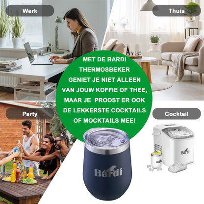 Thermosbeker set blauw - 2 bekers met lekvrije deksels - dubbelwandig - 360ml