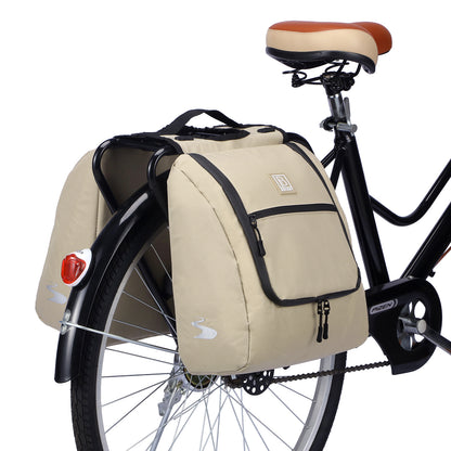 Brisby Dubbele Fietstas 28 Liter – Koeltas en Lunchtas – 4-laags Geïsoleerd – Voor Gewone en Elektrische Fiets – Waterafstotend met Waterdichte Ritsen – Natural Champagne
