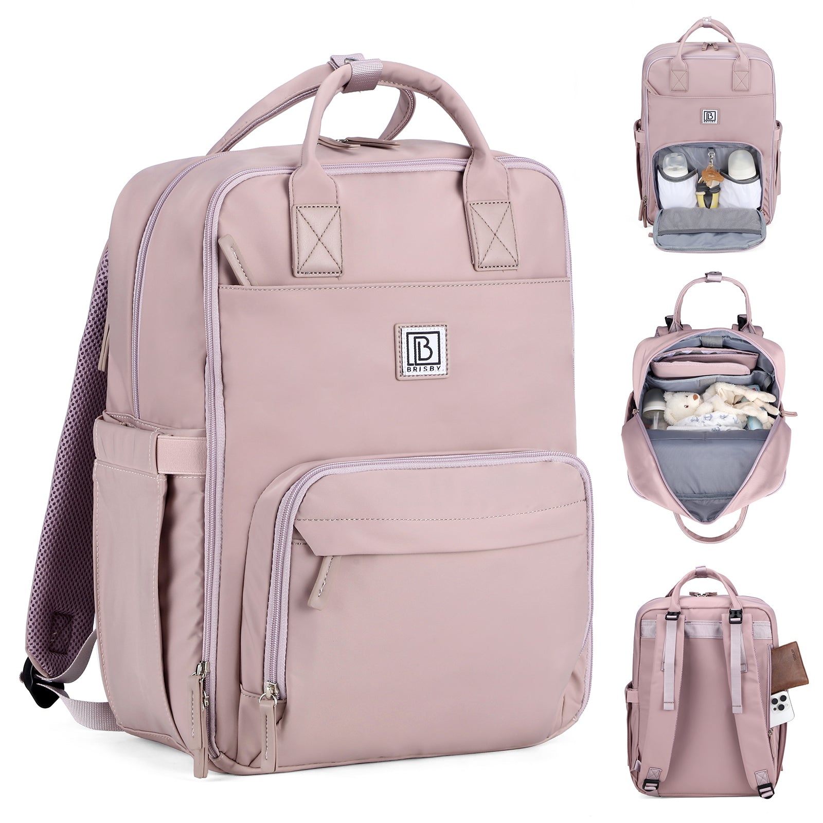 Brisby slijtvaste Luiertas – verzorgingstas – met buggymontage - Calm Lila