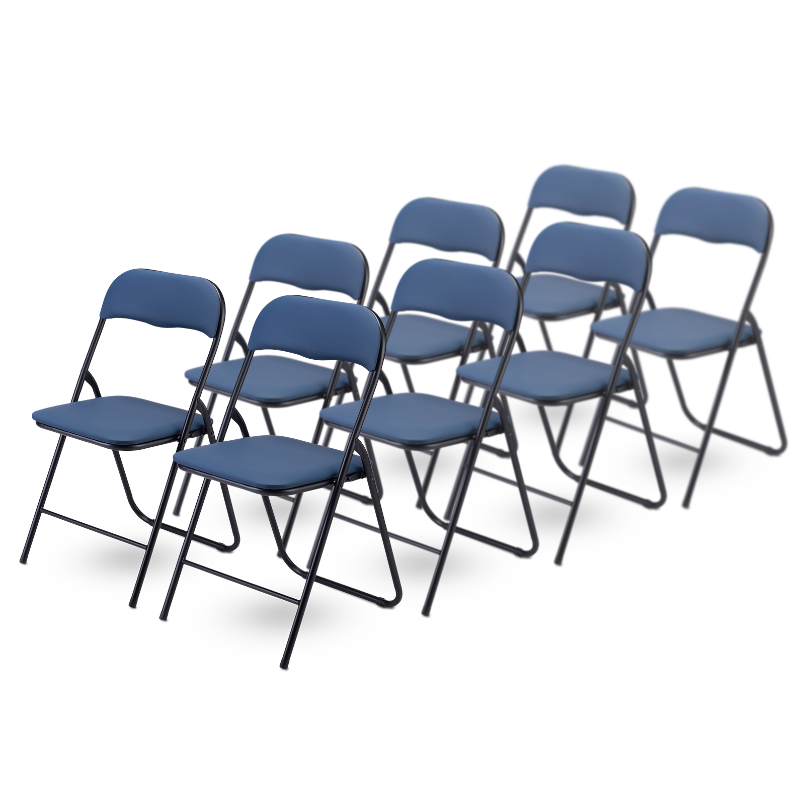 8-delige klapstoelenset - blauw - 100kg draagkracht - 43 x 38 x 87 cm