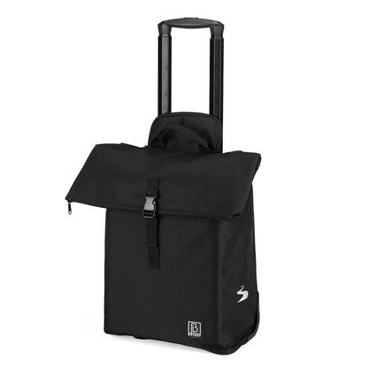 Fietstrolley Tas 2-in-1 Fietstas en Trolley Zwart 18-28L Laptopvak Verstelbare Hendel Bevestigingssysteem - Zwart
