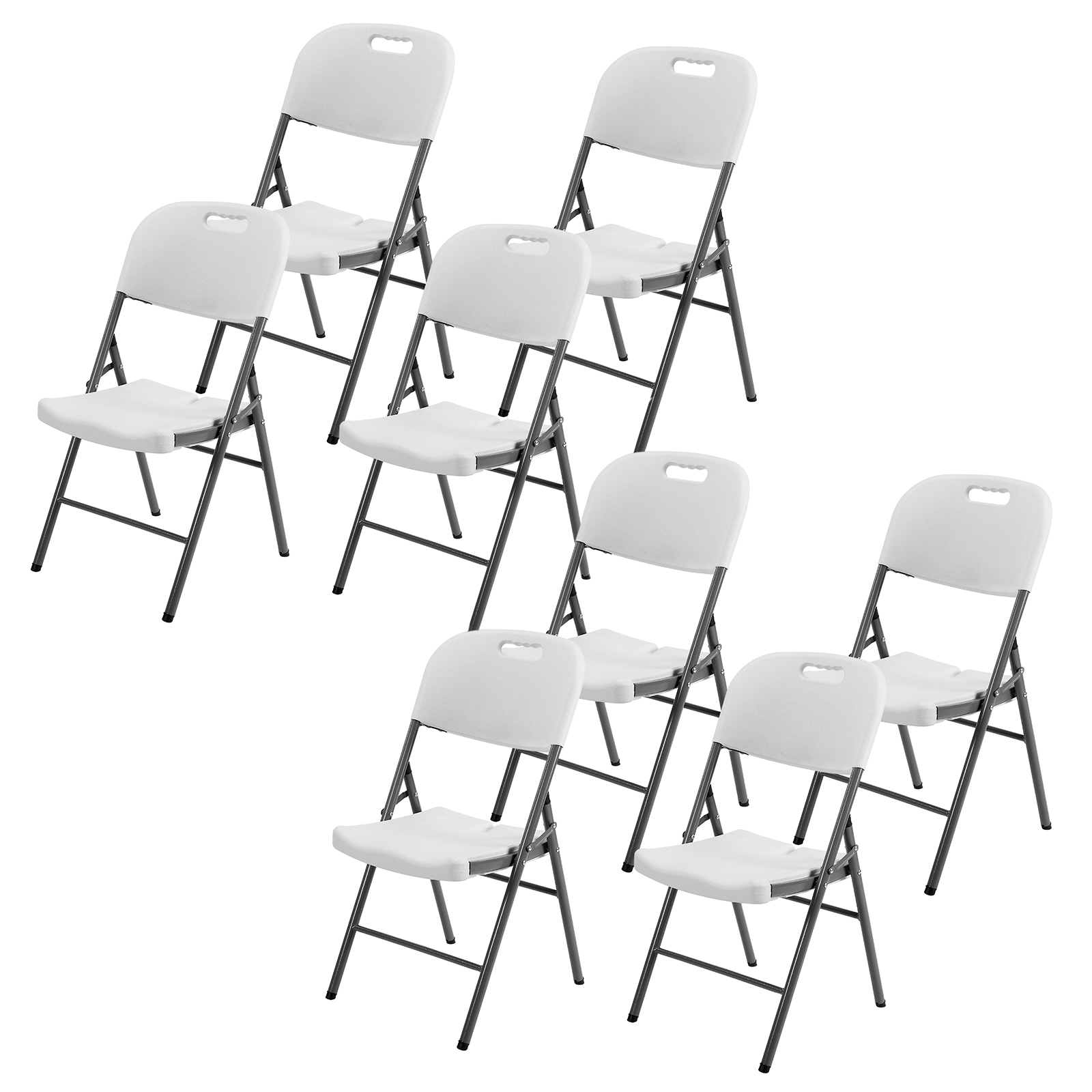 Bardi 8 Piece Folding Chair Set – Heavy Quality Folding Chair Set, Weather Resistant 47 x 54 x 87 cm. - White grey