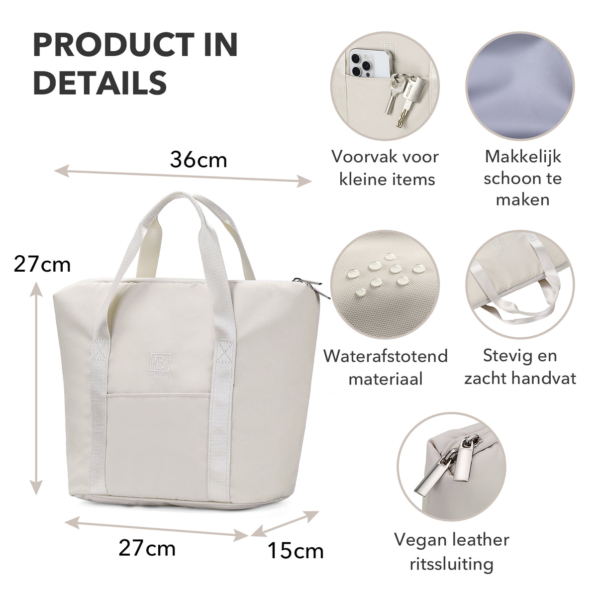 Brisby Koeltas Lunchtas 9L – 4-Laags Geïsoleerd – Inclusief 2 Koelelementen – Waterafstotend – Voor Werk, School & Onderweg - Crème
