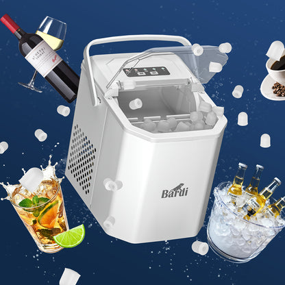 Bardi 1.3L Deluxe IJsblokjesmachine Square – IJsblokmaker Inclusief Luxe Thermosbeker en IJsschep – 9 Blokjes in 8 Minuten – WIT