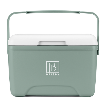 Brisby Koelbox - Frigobox - 8L - Groen - Tot maximaal 40 uur isolatie - Incl. 2 dikke koelelementen van 450ml - Met koelelementen vergrendeld in deksel en Brisby 500ml Zwarte Dubbelwandige Thermosfles
