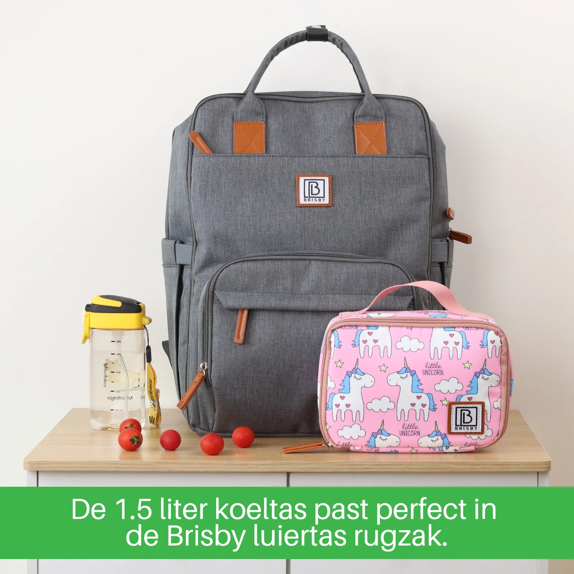 Koeltas 1,5L pink unicorn - 4-laags geïsoleerd - gratis koelelement