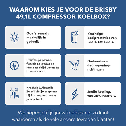 Compressor koelbox 58,1L - Koelen en vriezen - 12V en 230V - verrijdbaar - incl. 2x 1,2L thermosbekers