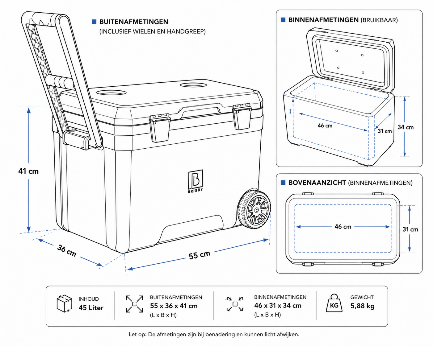 Brisby Koelbox 45L blauw - incl. 4 koelelementen