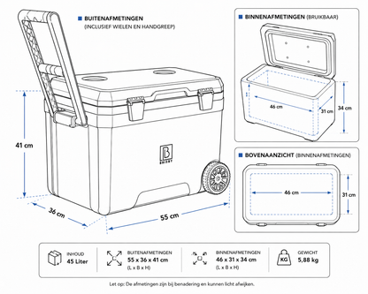 Brisby Koelbox 45L blauw - incl. 4 koelelementen