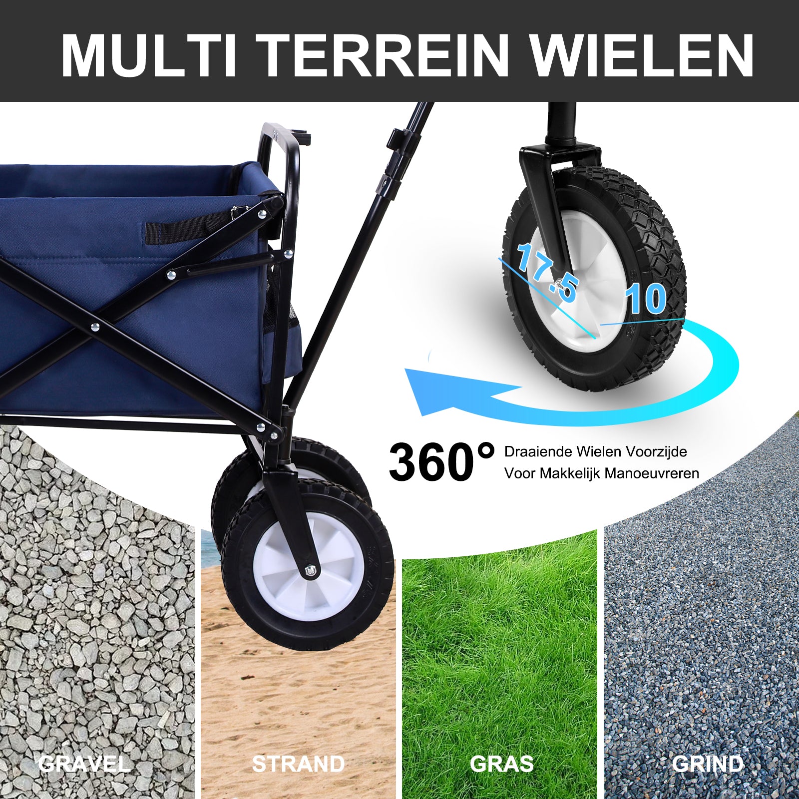 Packaway Bolderkar 70kg donkerblauw - opvouwbaar - wasbaar