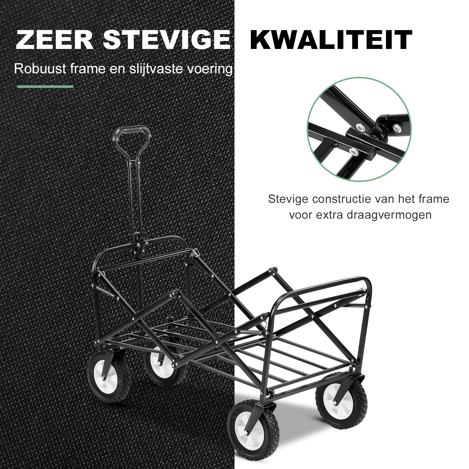 Bolderkar tot 70 kg groen - Wasbaar polyester - opvouwbaar - 98x53 cm