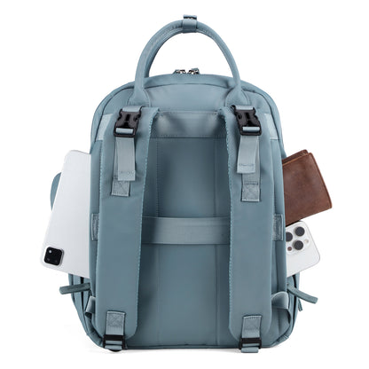 Brisby Premium Luiertas – Uitgebreide en Functionele Verzorgingstas – met buggymontage – Anti Diefstal Vakken - Reistrolley Sleeve - Inclusief verschoonmatje t.w.v.15,99 euro en speenhouder - Levenslange Garantie - Misty Blue