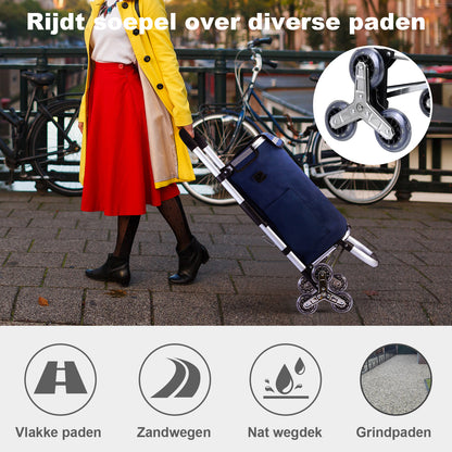 Packaway Boodschappentrolley 40L blauw - incl. trapwielen - steekwagenfunctie