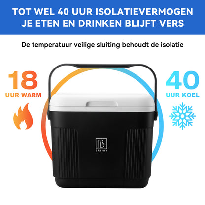 Brisby Koelbox 22L zwart + 3-delige vershoudbakjes set -  incl. 4 koelelementen