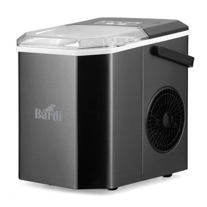 Bardi 1.3L Deluxe IJsblokjesmachine Square – IJsblokmaker Inclusief Luxe Thermosbeker en IJsschep – 9 Blokjes in 8 Minuten – RVS