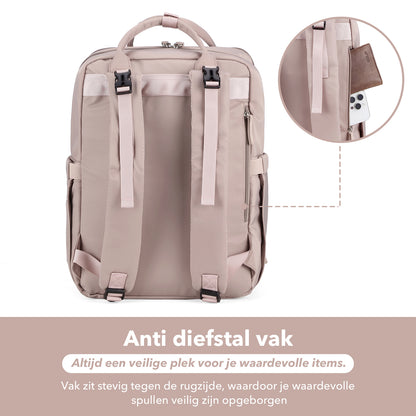 Brisby slijtvaste Luiertas – verzorgingstas – met buggymontage - Muted Rose