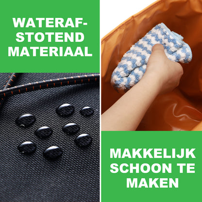 Koeltas 40L zwart met oranje binnenzijde - Lunchtas - 4-laags geïsoleerd - 6 gratis koelelementen - incl. schouderband