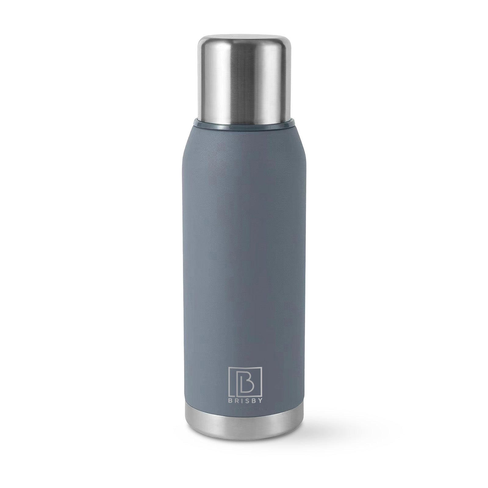Brisby Thermosfles RVS 1L grijs - BPA Vrij - 24 uur koud - 12 uur warm