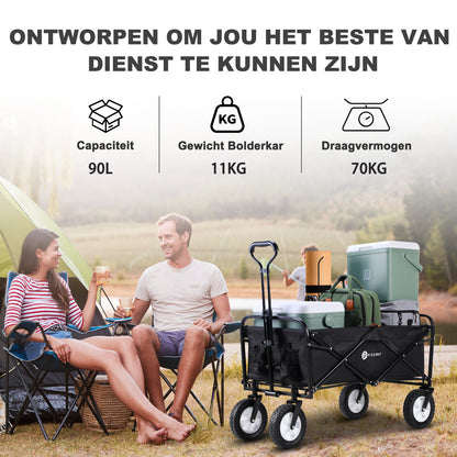 Packaway Bolderkar 70kg zwart - opvouwbaar - wasbaar