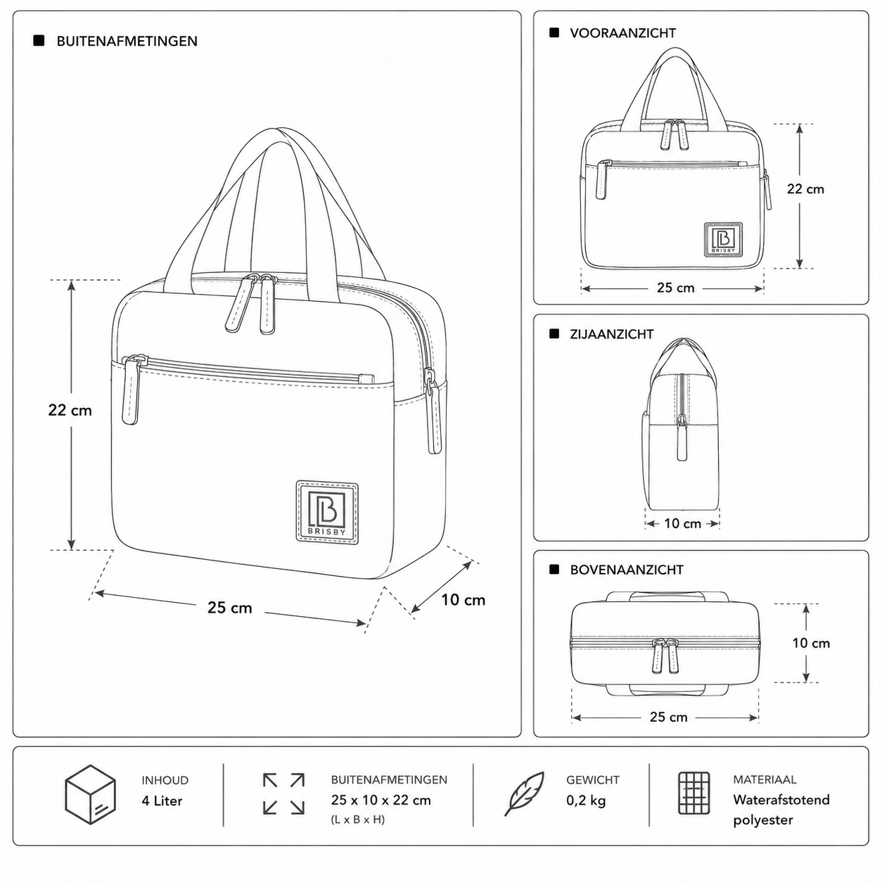 Brisby Koeltas Lunchtas 4L - Waterafstotend - Geïsoleerde Kolftas - Inclusief Koelelement - Bloemetjes
