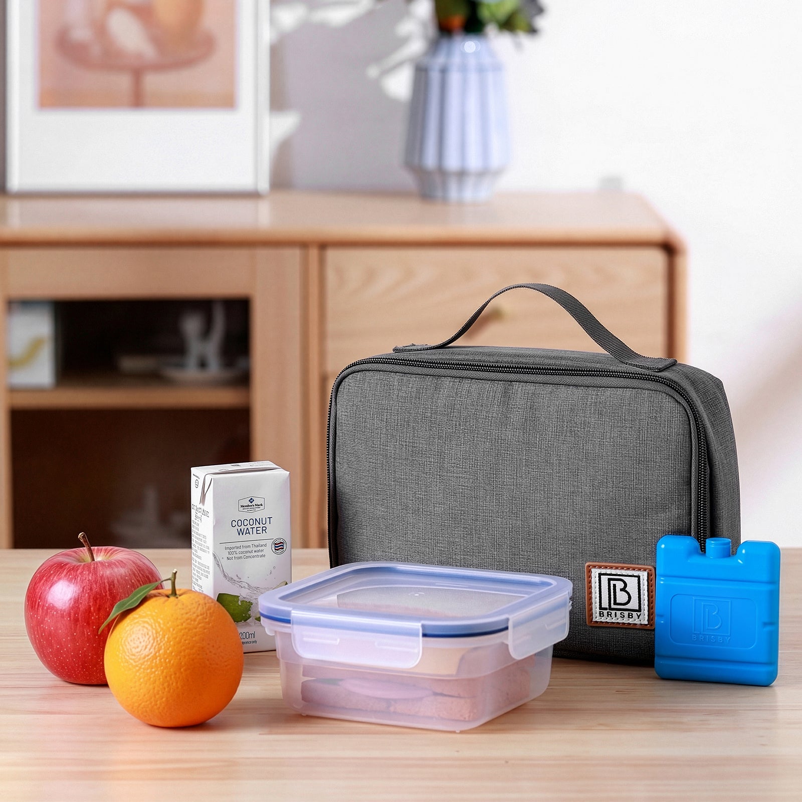 Brisby Koeltas & Lunchtas 2,5 Liter voor Kinderen - Inclusief Koelelement & Naamkaartje - Donkergrijs