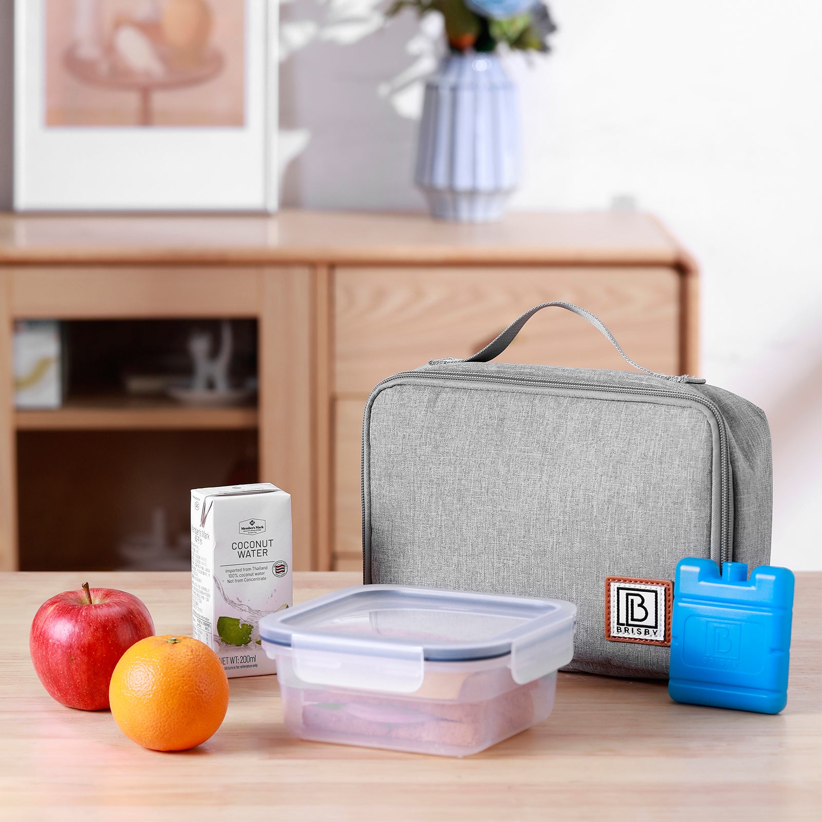 Brisby Koeltas & Lunchtas 2,5 Liter voor Kinderen - Inclusief Koelelement & Naamkaartje - Lichtgrijs