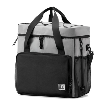 Koeltas 30L zwart-grijs-grijs - Lunchtas - 4 laags geïsoleerd - incl. 4 koelelementen