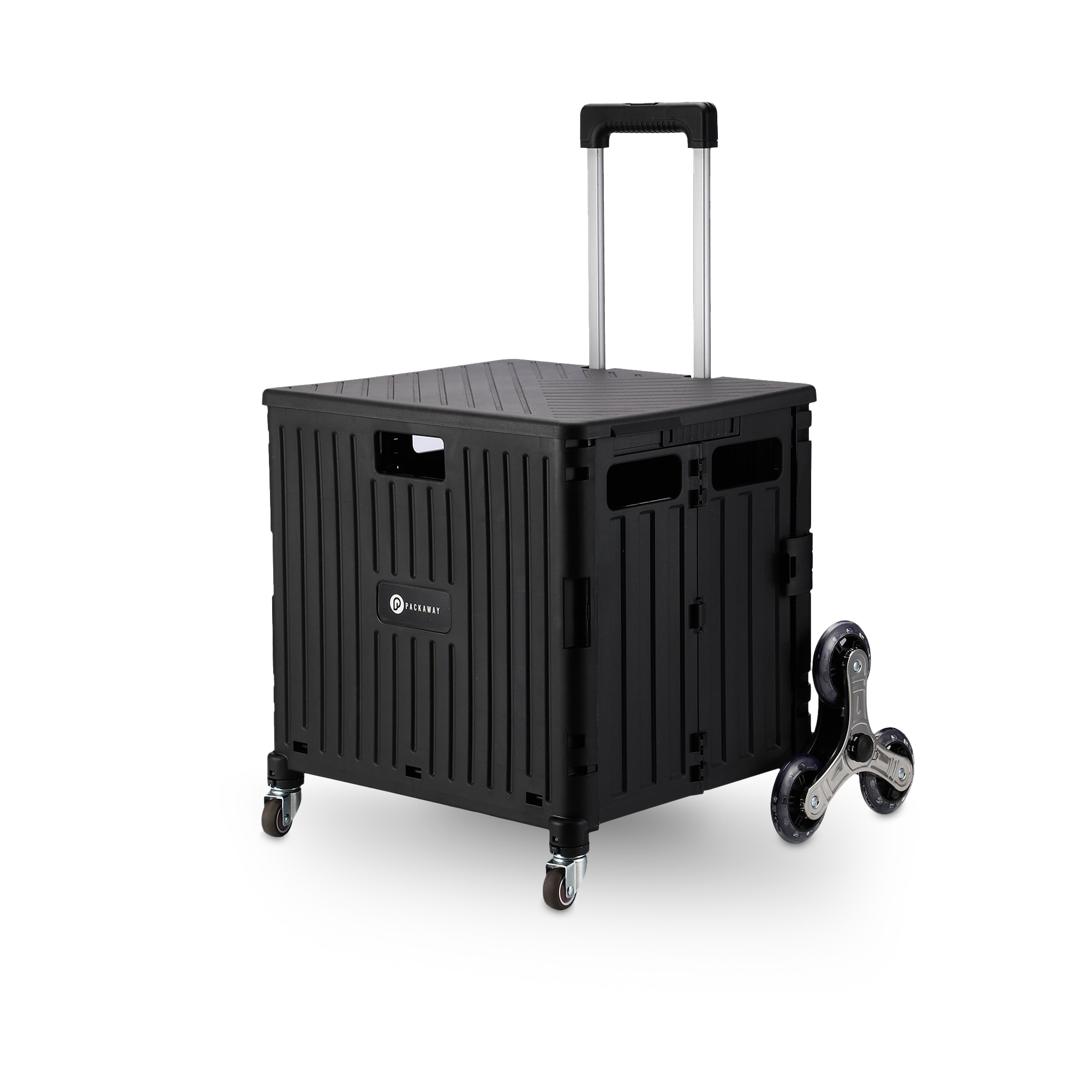 Packaway Boodschappentrolley 50L XL zwart - incl. trapwielen, deksel - 35 kg draagvermogen