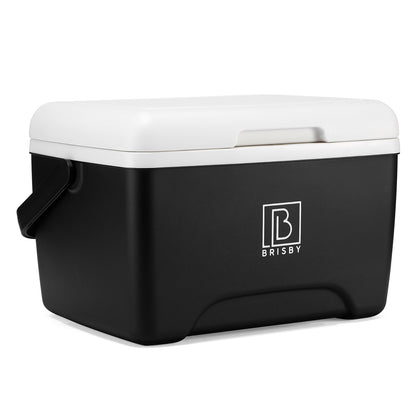 Brisby Koelbox - Frigobox - 8L - Zwart - Tot maximaal 40 uur isolatie - Incl. 2 dikke koelelementen van 450ml - Met koelelementen vergrendeld in deksel en Brisby 500ml Zwarte Dubbelwandige Thermosfles