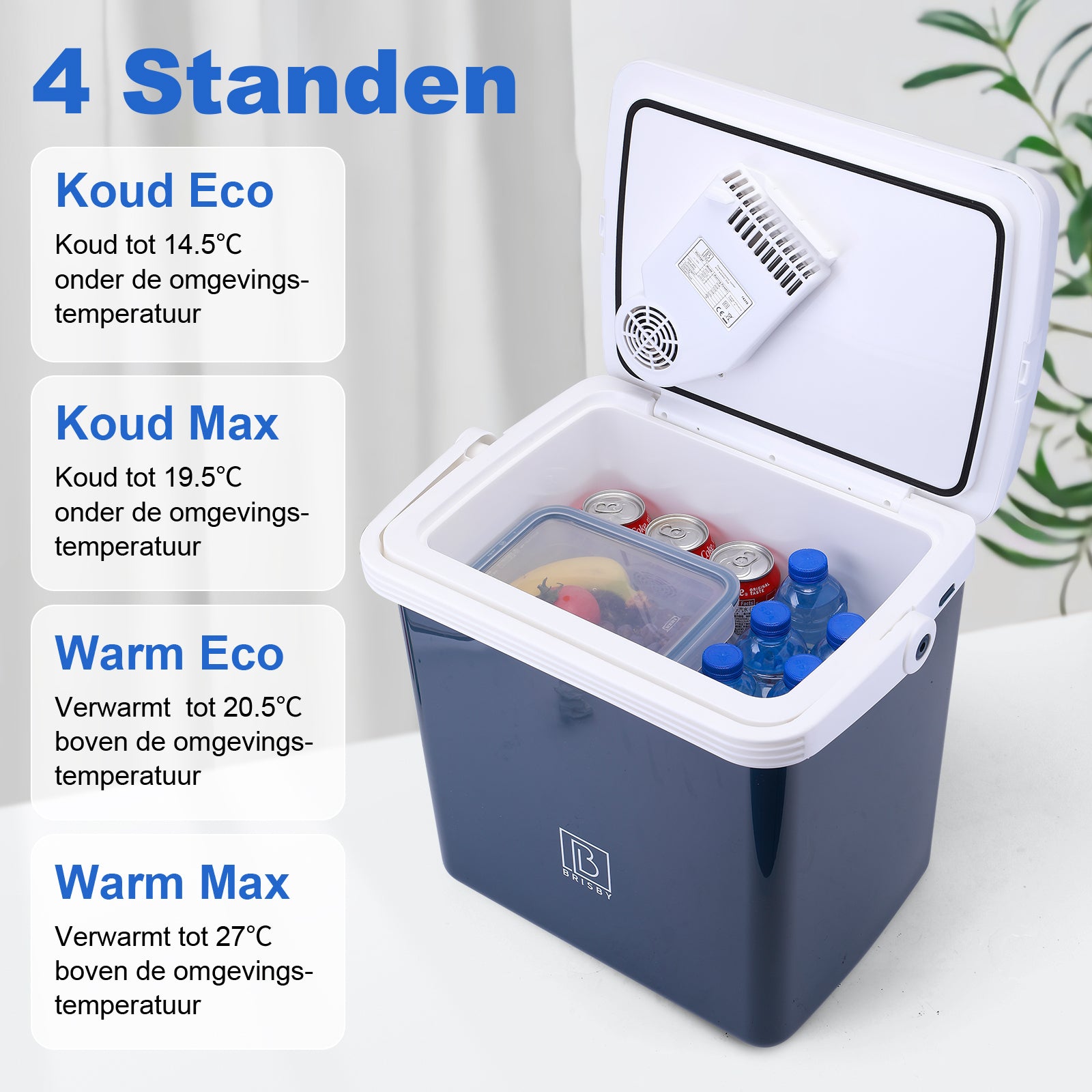 Elektrische koelbox 25L blauw - AC/DC 12V, 220/230V - incl. divider - vergrendelbare deksel