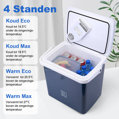 Electric cool box 25L blue - AC/DC 12V, 220/230V - incl. divider - lockable lid