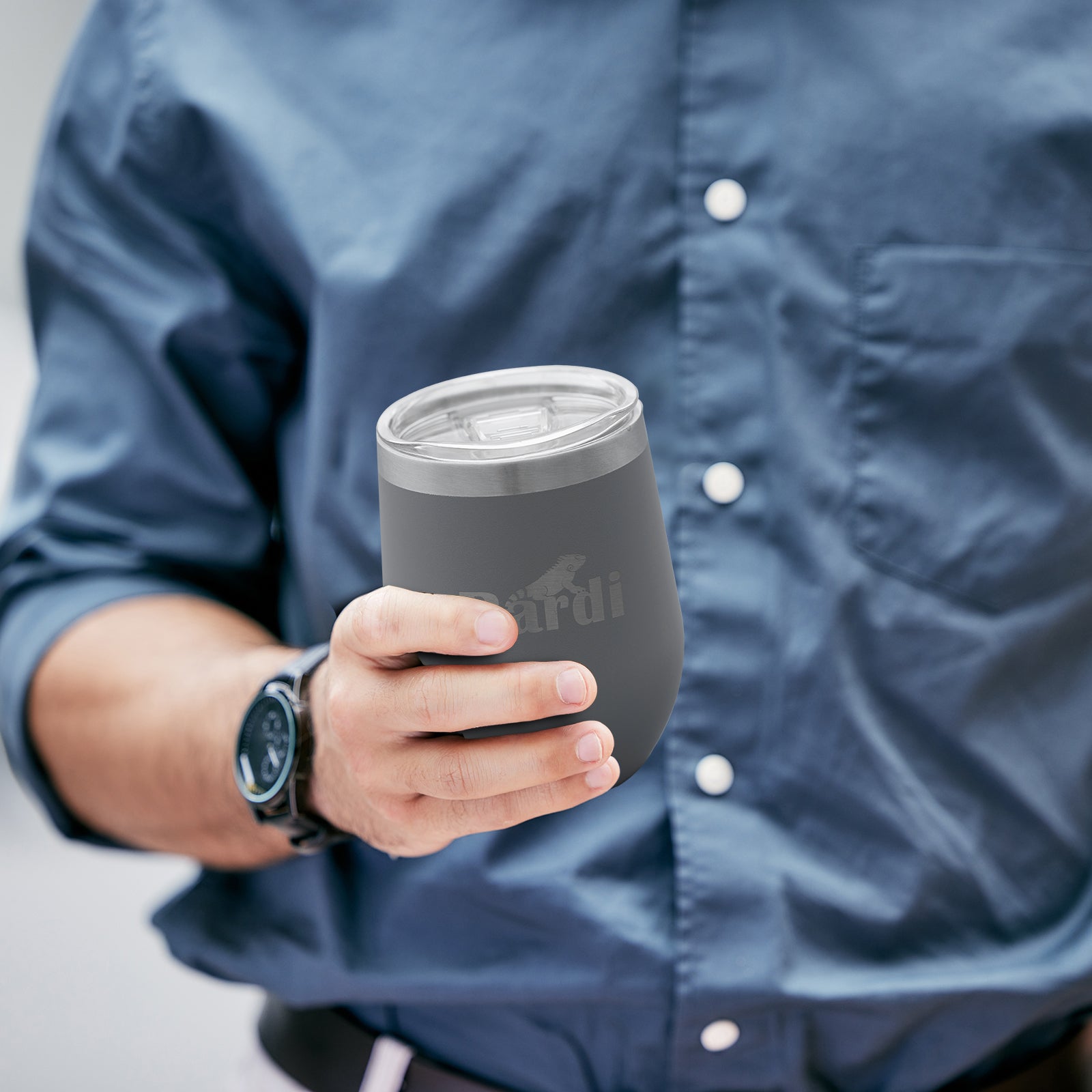 Bardi Thermosbekers 0,3L RVS grijs set -  incl. deksels - dubbelwandig