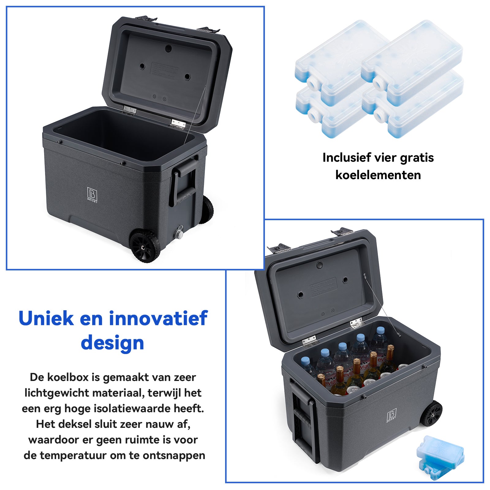 Cool box 45L grey - 3 days insulation - 4 cooling elements - temperature-safe closure