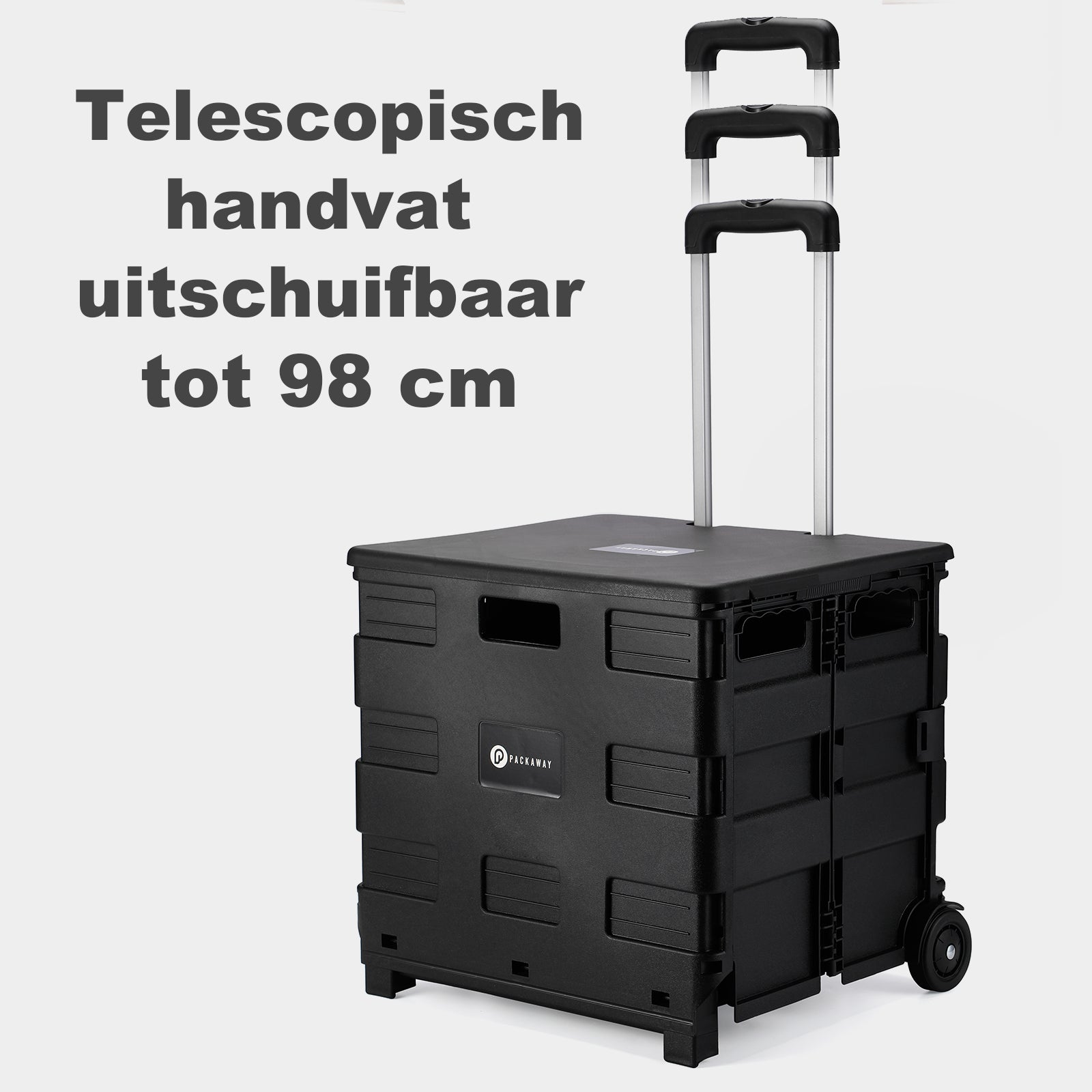 Packaway Boodschappentrolley 50L XL zwart - incl. deksel - 35 kg draagvermogen