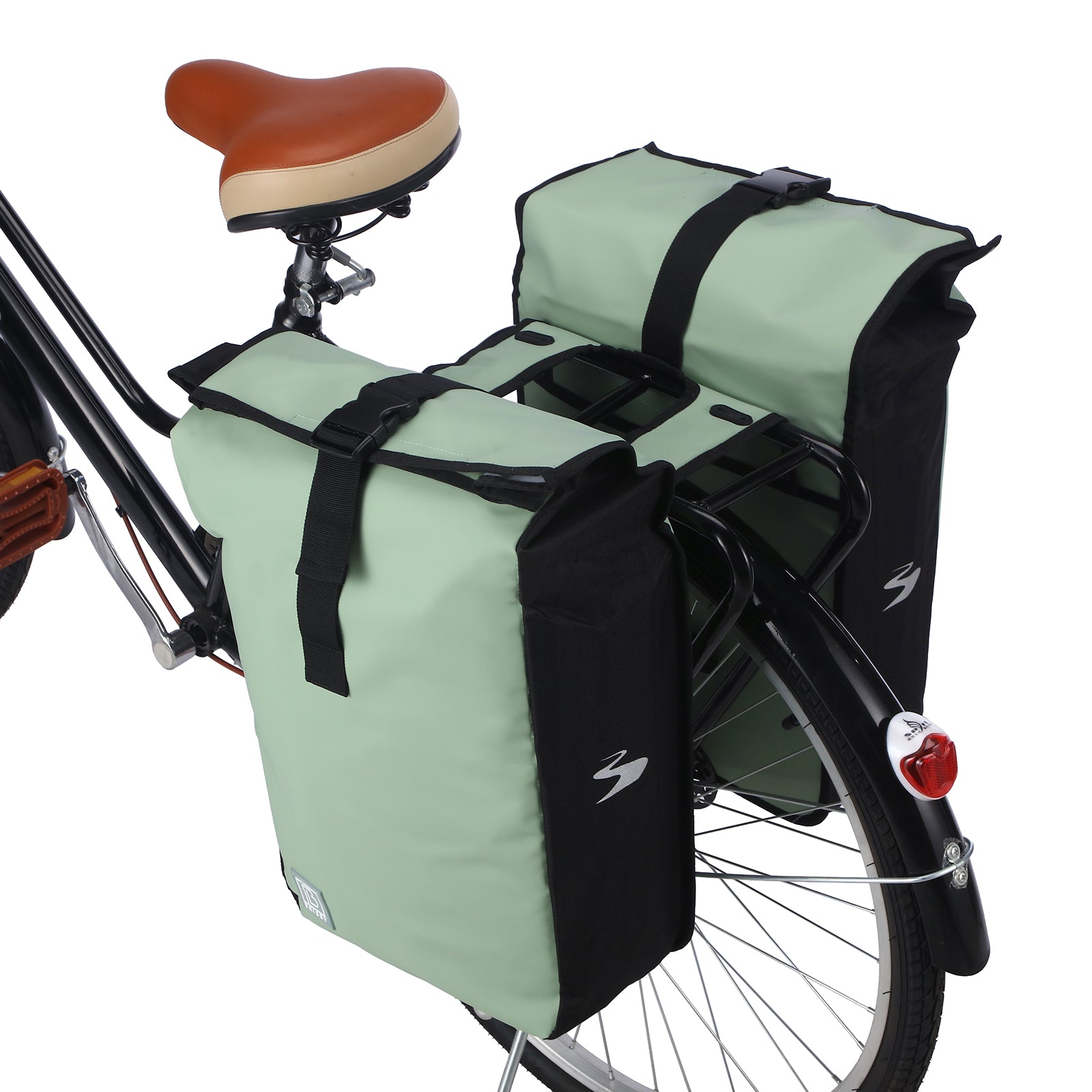 Brisby Dubbele Fietstas Rolltop Zwart 39-48L Waterdicht Geschikt voor Elektrische Fietsen & E-Bike - Groen