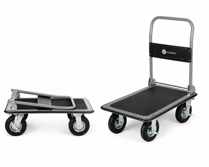 Packaway Professionele Opvouwbare Transportwagen 350 kg – Transportkar met Rubberen Luchtbanden – Rem – Antislip Laadplateau