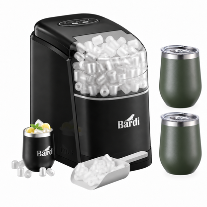 Bardi IJsblokjesmachine set 1,6L zwart - incl. 3 thermoscups groen en ijsschep